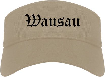 Wausau Wisconsin WI Old English Mens Visor Cap Hat Khaki