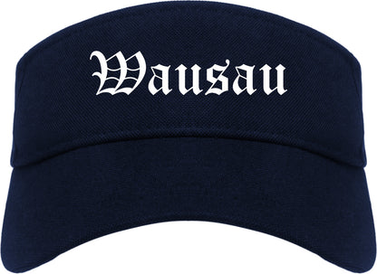 Wausau Wisconsin WI Old English Mens Visor Cap Hat Navy Blue