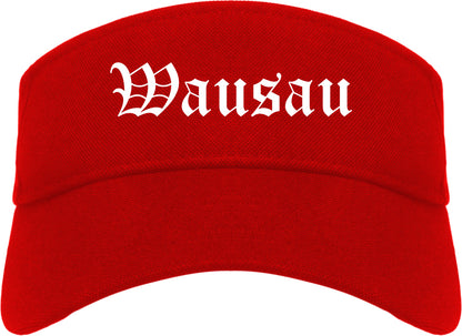 Wausau Wisconsin WI Old English Mens Visor Cap Hat Red