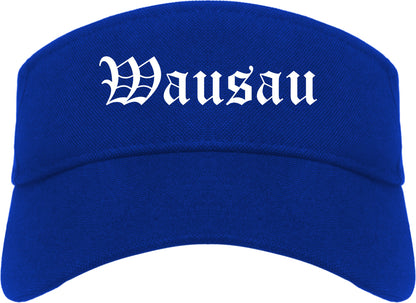 Wausau Wisconsin WI Old English Mens Visor Cap Hat Royal Blue