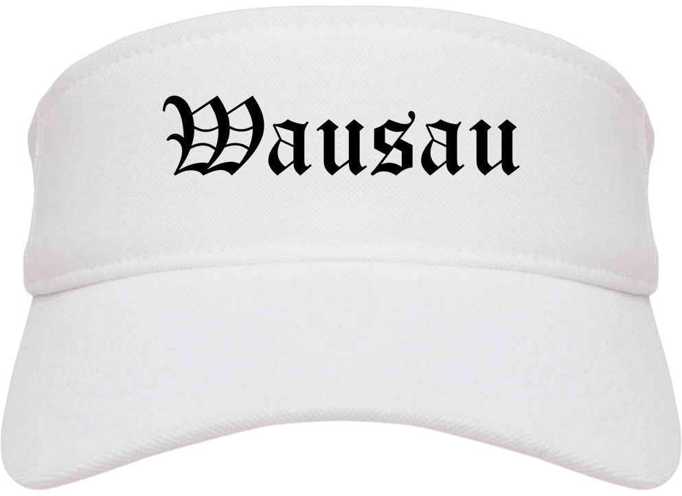 Wausau Wisconsin WI Old English Mens Visor Cap Hat White