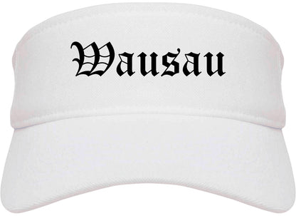 Wausau Wisconsin WI Old English Mens Visor Cap Hat White
