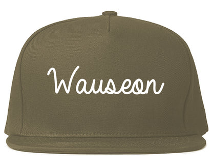 Wauseon Ohio OH Script Mens Snapback Hat Grey