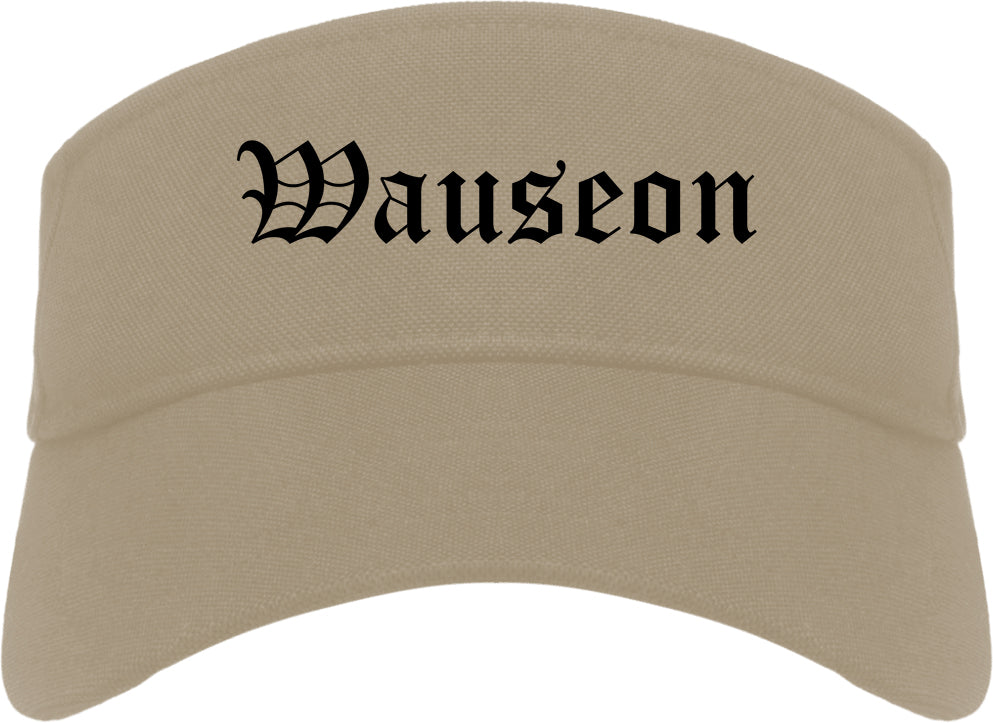 Wauseon Ohio OH Old English Mens Visor Cap Hat Khaki