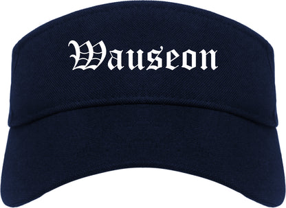 Wauseon Ohio OH Old English Mens Visor Cap Hat Navy Blue