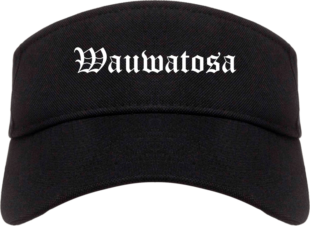Wauwatosa Wisconsin WI Old English Mens Visor Cap Hat Black