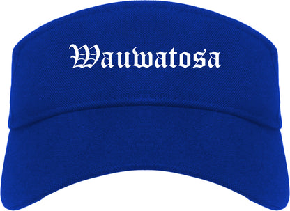Wauwatosa Wisconsin WI Old English Mens Visor Cap Hat Royal Blue