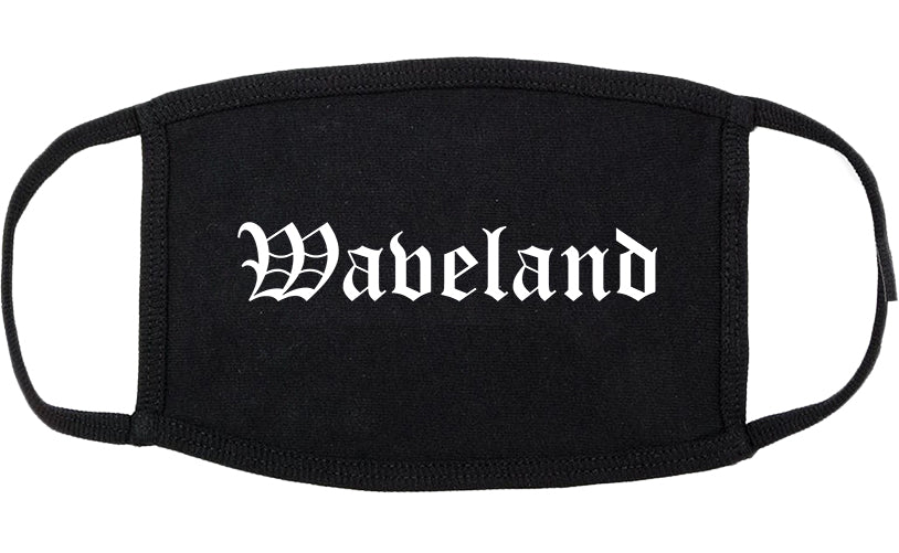 Waveland Mississippi MS Old English Cotton Face Mask Black