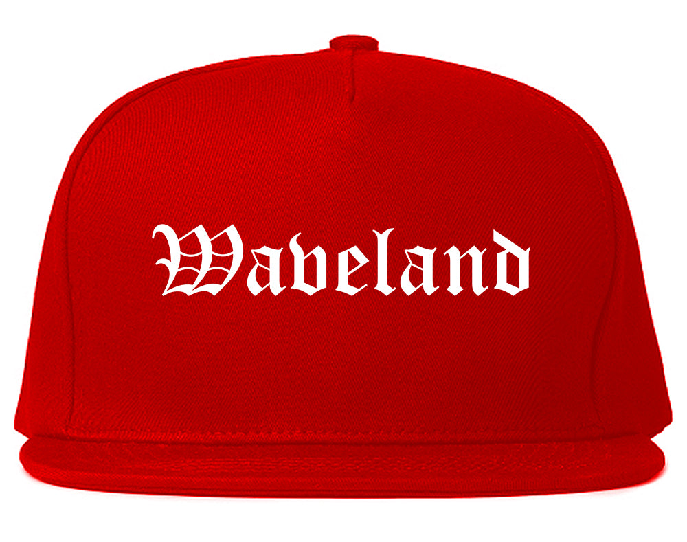 Waveland Mississippi MS Old English Mens Snapback Hat Red