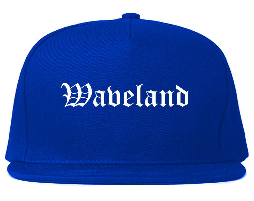 Waveland Mississippi MS Old English Mens Snapback Hat Royal Blue