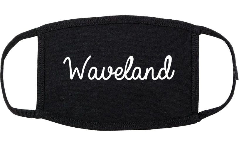 Waveland Mississippi MS Script Cotton Face Mask Black