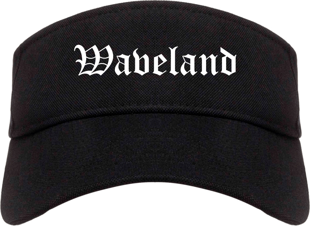 Waveland Mississippi MS Old English Mens Visor Cap Hat Black