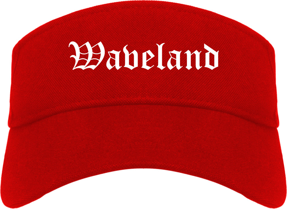 Waveland Mississippi MS Old English Mens Visor Cap Hat Red