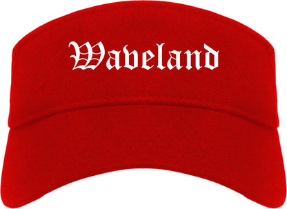 Waveland Mississippi MS Old English Mens Visor Cap Hat Red