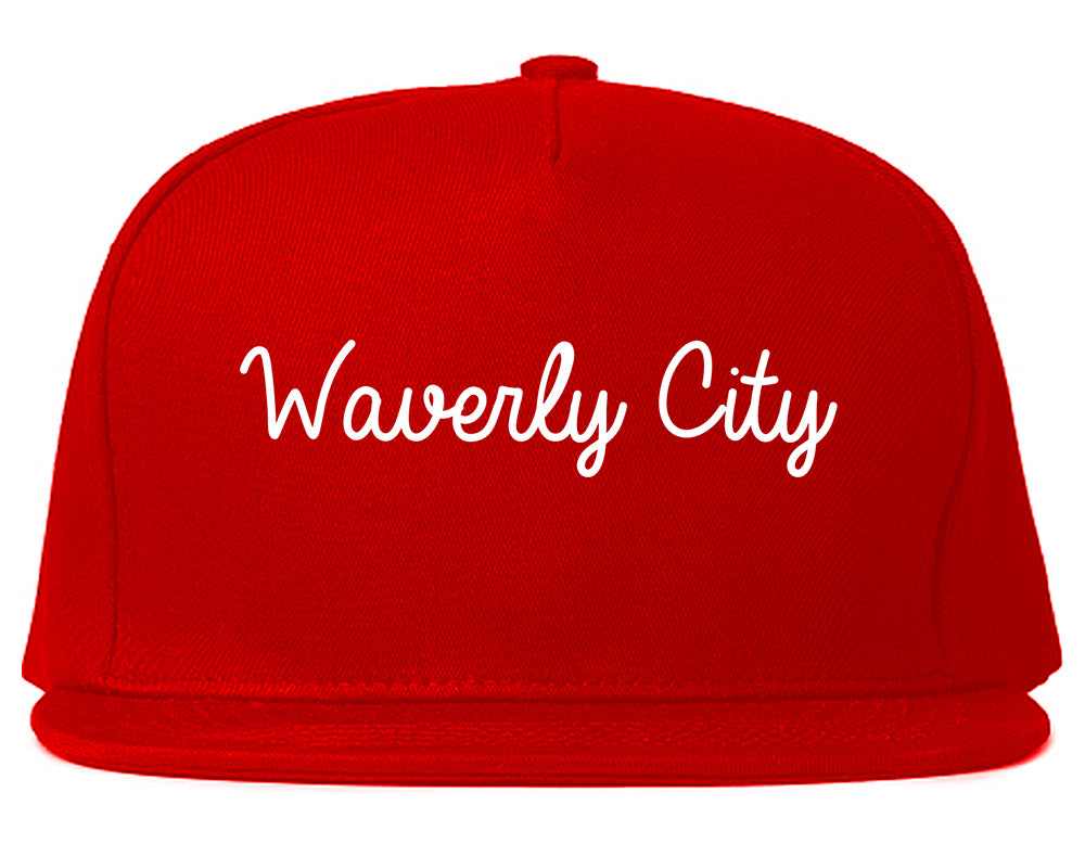 Waverly City Ohio OH Script Mens Snapback Hat Red