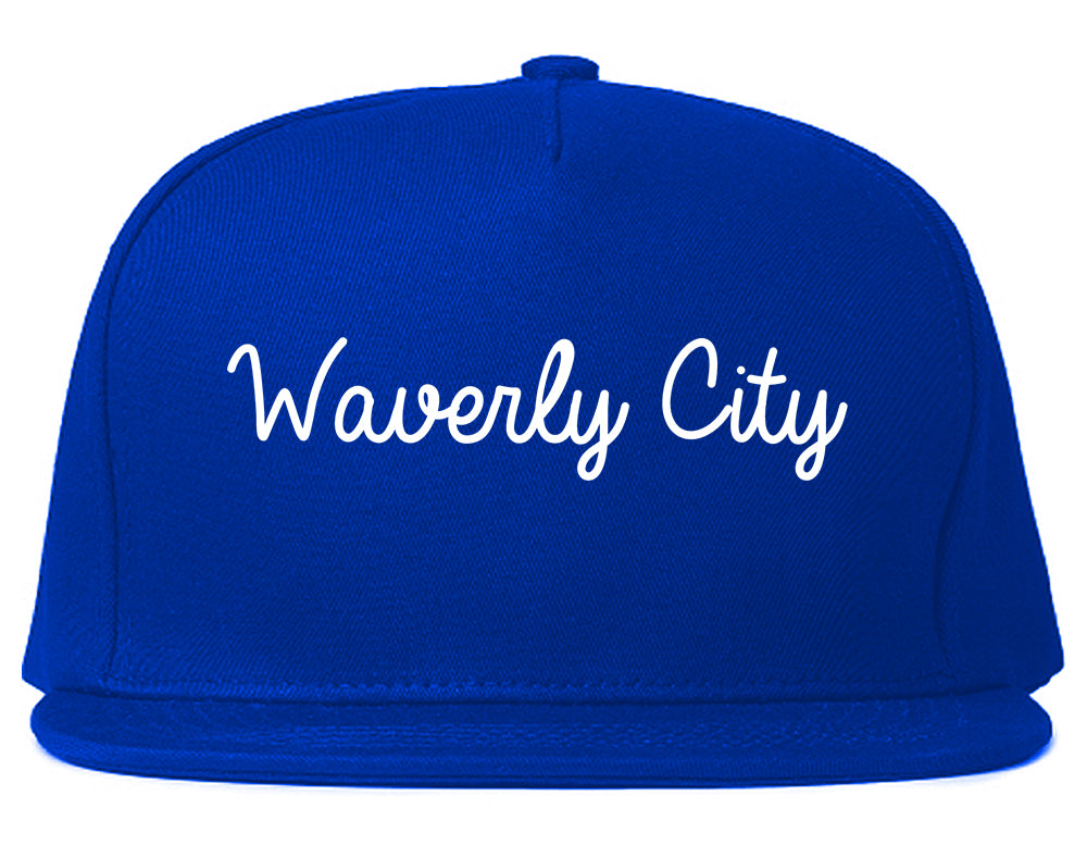 Waverly City Ohio OH Script Mens Snapback Hat Royal Blue