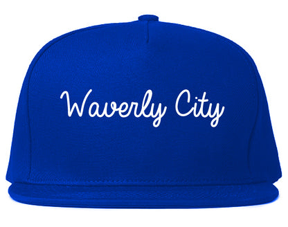 Waverly City Ohio OH Script Mens Snapback Hat Royal Blue
