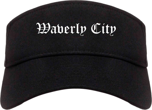 Waverly City Ohio OH Old English Mens Visor Cap Hat Black