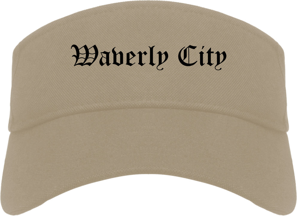 Waverly City Ohio OH Old English Mens Visor Cap Hat Khaki