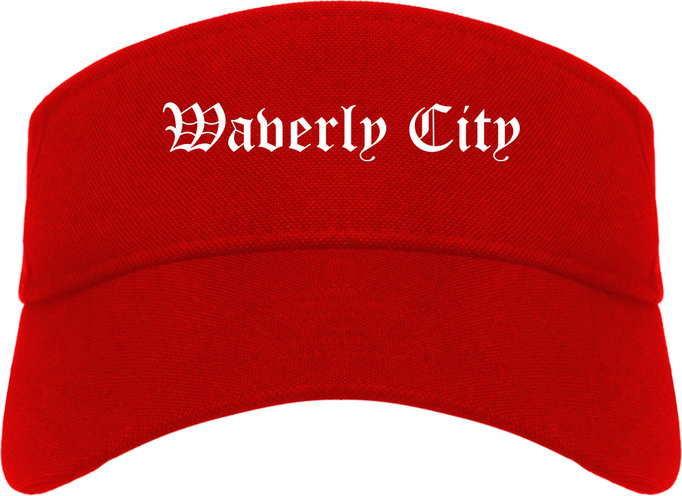 Waverly City Ohio OH Old English Mens Visor Cap Hat Red
