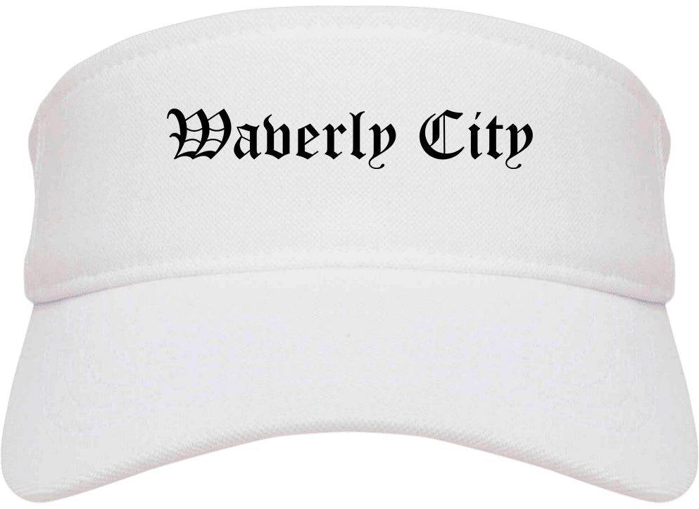 Waverly City Ohio OH Old English Mens Visor Cap Hat White