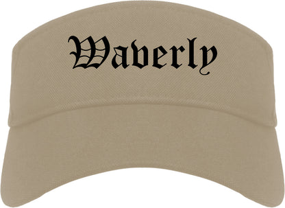 Waverly Iowa IA Old English Mens Visor Cap Hat Khaki