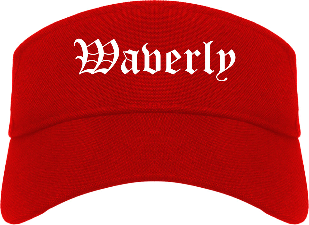 Waverly Iowa IA Old English Mens Visor Cap Hat Red