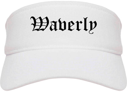 Waverly Iowa IA Old English Mens Visor Cap Hat White
