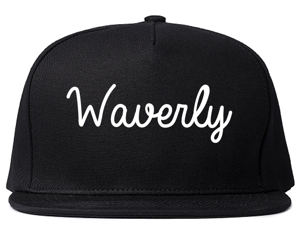 Waverly New York NY Script Mens Snapback Hat Black