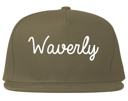 Waverly New York NY Script Mens Snapback Hat Grey