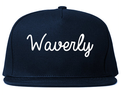 Waverly New York NY Script Mens Snapback Hat Navy Blue