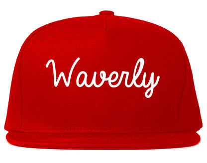 Waverly New York NY Script Mens Snapback Hat Red