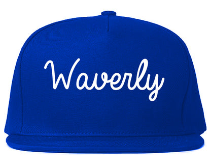 Waverly New York NY Script Mens Snapback Hat Royal Blue