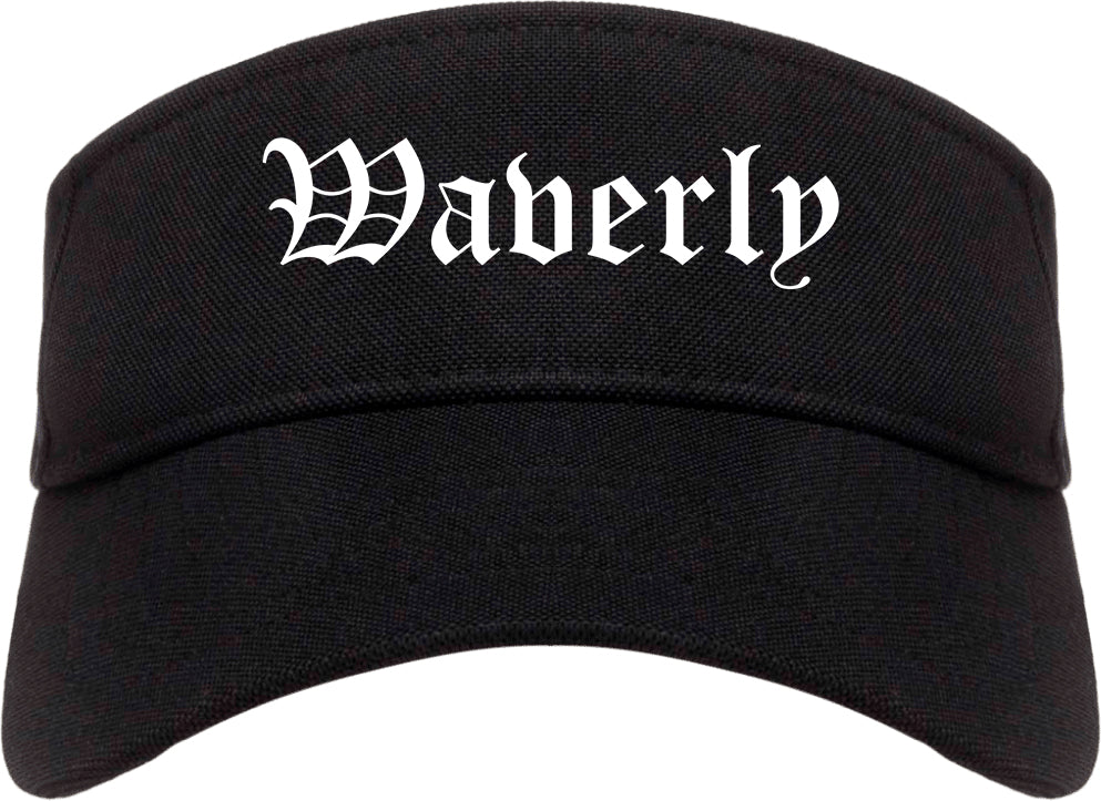 Waverly New York NY Old English Mens Visor Cap Hat Black