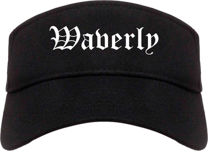 Waverly New York NY Old English Mens Visor Cap Hat Black
