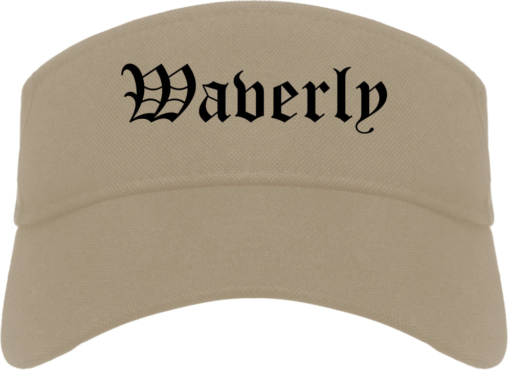 Waverly New York NY Old English Mens Visor Cap Hat Khaki