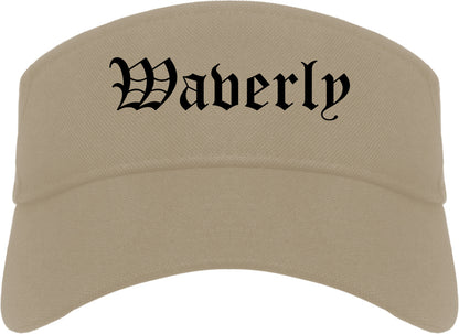 Waverly New York NY Old English Mens Visor Cap Hat Khaki
