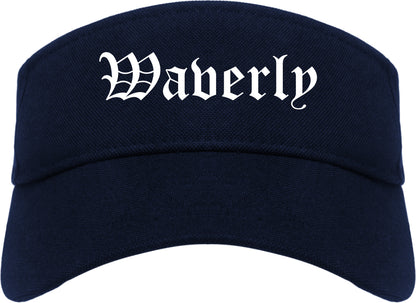 Waverly New York NY Old English Mens Visor Cap Hat Navy Blue