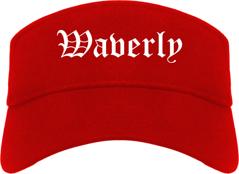 Waverly New York NY Old English Mens Visor Cap Hat Red