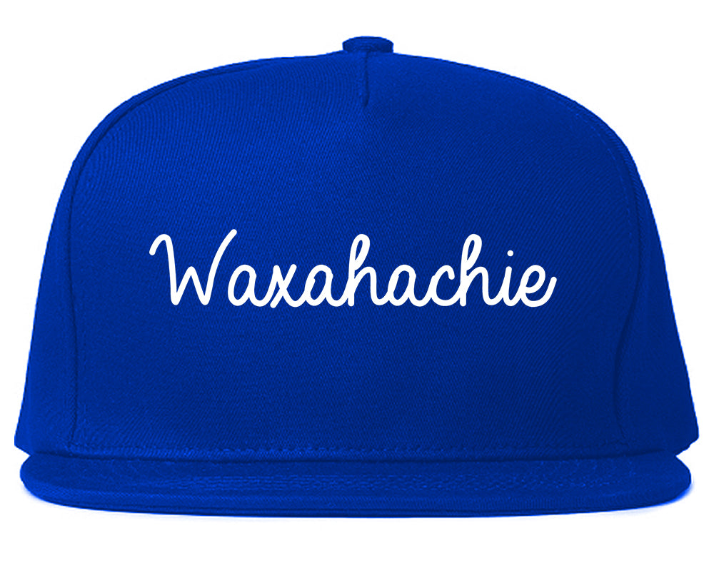 Waxahachie Texas TX Script Mens Snapback Hat Royal Blue