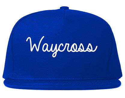 Waycross Georgia GA Script Mens Snapback Hat Royal Blue