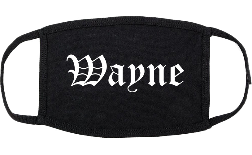 Wayne Michigan MI Old English Cotton Face Mask Black