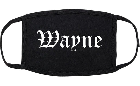 Wayne Michigan MI Old English Cotton Face Mask Black