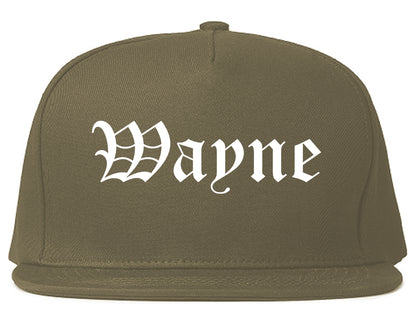 Wayne Michigan MI Old English Mens Snapback Hat Grey