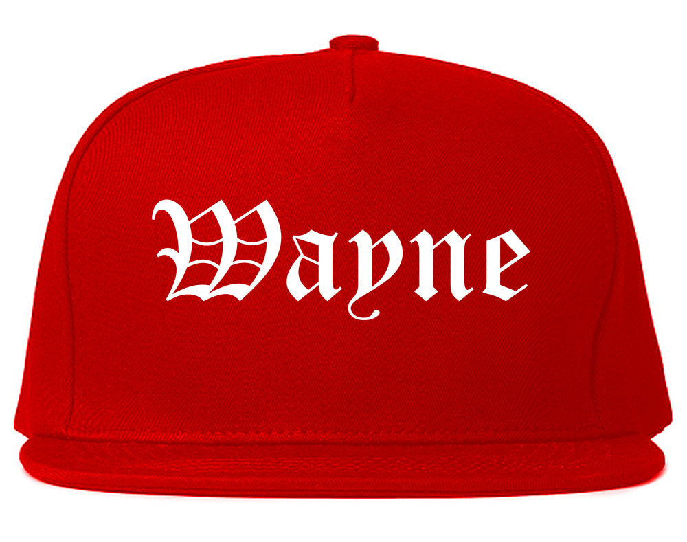 Wayne Michigan MI Old English Mens Snapback Hat Red