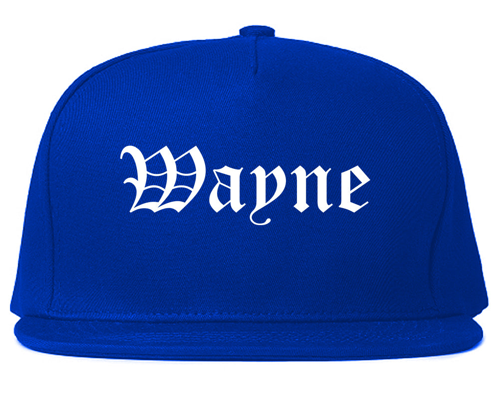 Wayne Michigan MI Old English Mens Snapback Hat Royal Blue
