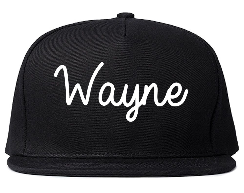 Wayne Michigan MI Script Mens Snapback Hat Black