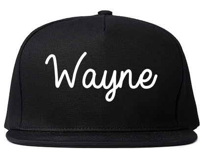 Wayne Michigan MI Script Mens Snapback Hat Black