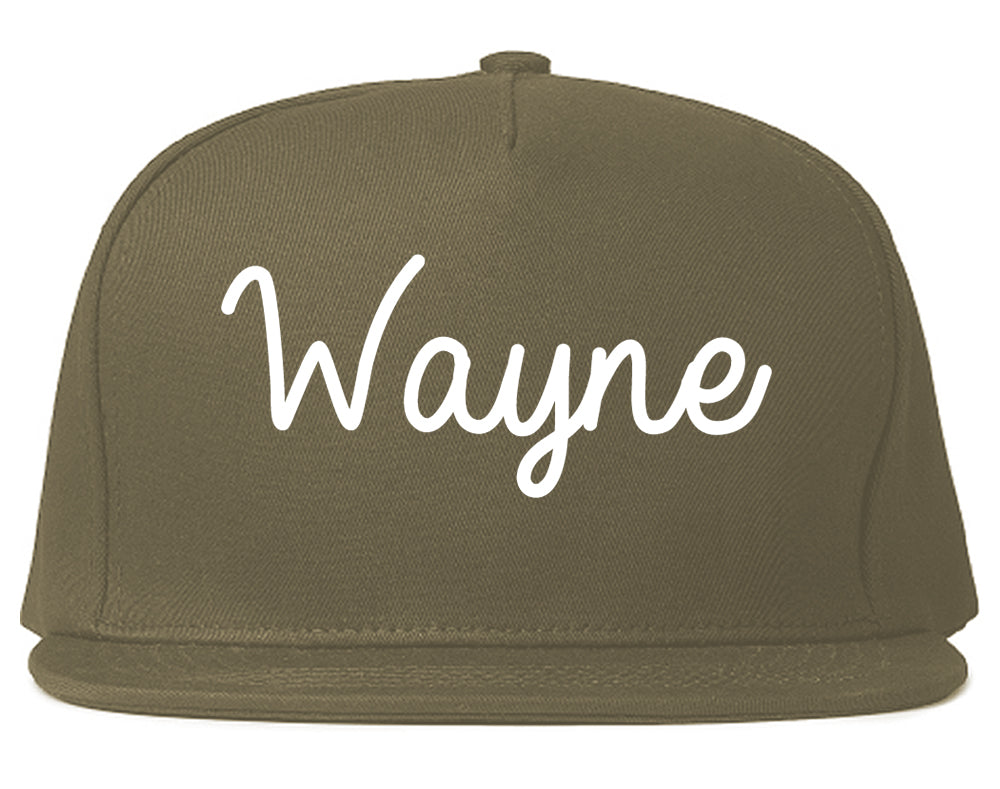 Wayne Michigan MI Script Mens Snapback Hat Grey
