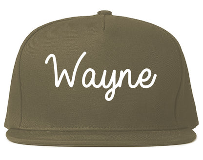 Wayne Michigan MI Script Mens Snapback Hat Grey